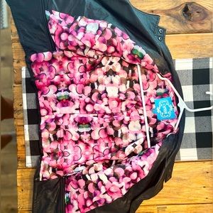 Large black leather jacket